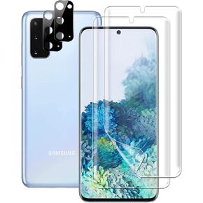(2+2) For Samsung Galaxy S20 5G / 4G (2 Pack) Screen Protector (Not Glass), Flexible Soft TPU Film and (2 Pack) Camera Lens Protector, Fingerprint Compatible, Case Friendly