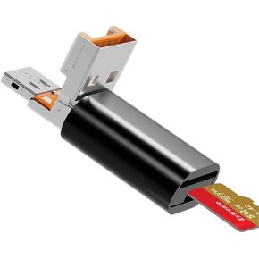 Micro SD Card Reader, USB C to SD Card Reader, USB and Type C 2-in-1 TF Memory Card Reader, Mepsies USB OTG Card Reader for Laptops, MacBook, Samsung Galaxy Phones and More, Black