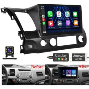 10 inch Android 13.0 Double Din Car Stereo Radio for Honda Civic 2006 2007 2008 2009 2010 2011 Touch Screen Car Bluetooth Car Radio with Wireless Carplay/Android Auto GPS Backup Camera Mic【2+32G】