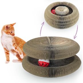 لوحة خدش للقطط من فيني ماجيك، كرة لعبة تفاعلية للقطط مع جرس قابلة للطي، وسادة خدش مريحة للقطط لطحن مخالب قابلة لإعادة التدوير للخدش للحيوانات الأليفة الداخلية والقطط الصغيرة تتمتع بالمرح in Kuwait