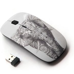 Graphic4You Indian Tribal Elephant Ergonomic Wireless Mouse with Nano Receiver