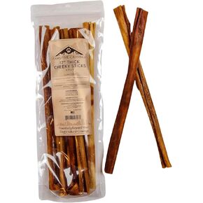 Thick Cheeky Sticks - 12 Inch All-Natural Cheeky Sticks for Dogs - Fully Digestible & 100% Grass-Fed Beef Sticks - Supports Dental Health - Long Lasting Dog Treats for Small & Medium Dogs - Pack of 6