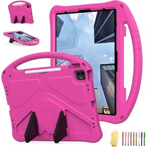 for iPad Pro 12.9 inch Kids Case 6th/5th/4th/3rd Generation (2022/2021/2020/2018) with Kickstand/Pencil Holder/Handle Stand Lightweight Soft EVA Shockproof Heavy Duty Protective Cover, Black