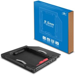 Vantec SSD/HDD Aluminum Caddy for 9.5mm ODD Laptop Drive Bay (MRK-HC95A-BK)