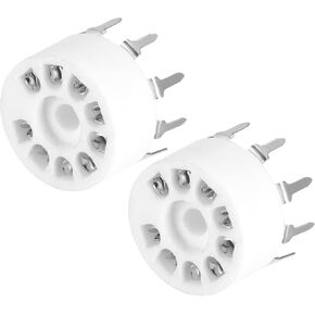 MECCANIXITY 9pin PCB Tube Socket Plastic, Vacuum Tube Protect Tube Pin Socket Tinning Plated, White Suitable for 12AX7 Pack of 2