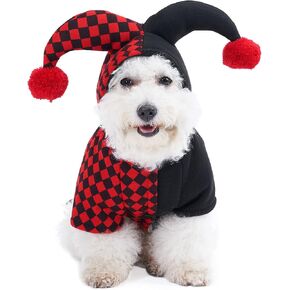Mogoko Halloween Dog Costumes Joker Cosplay Cat Appearal Cute Dog Sweater Pet Puppy Small Dog Kitten Hoodie for Halloween Chritsmas Festival Cosplay Party Size L