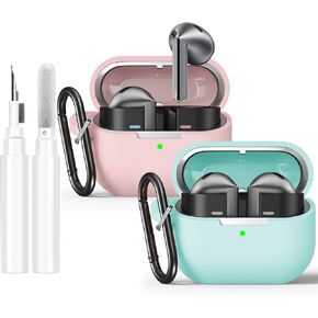 Headphone Cases with Cleaner Kit for Samsung Galaxy Buds 3 Case & Galaxy Buds 3 Pro Case,Soft Cute Silicone Full Protective Case with Carabiner,Headphone Accessories,for Men& Women(2 Pack)