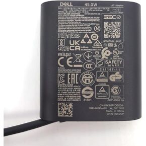 شاحن لاب توب ديل 45 وات GAN USB نوع C USB C محول تيار متردد، XPS 9315 2 في 1 XPS 13 9350 9360 9365 9370 9380 شاحن، أسود، DA45NM210 in Kuwait