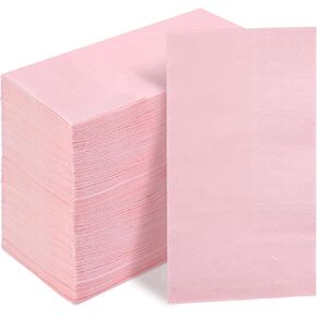 Whaline 200Pcs Hot Pink Guest Napkins Disposable Paper Dinner Napkin Party Decorative Hand Napkin Towel for Wedding Bridal Shower Birthday Celebration Party Supplies Table Decoration, 13 x 15.7 inch