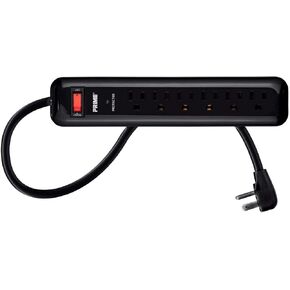 Monoprice Power & Surge - 6 Outlet Surge Protector Power Strip with Low-Profile Plug, 1000 Joules, 4 Feet, Black