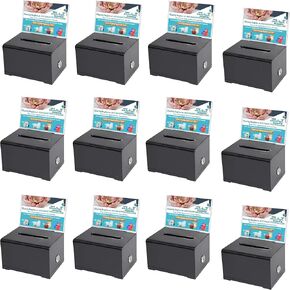 MCB Quality Acrylic like Donation and Suggestion Ballot Box with Lock - Secure and Safe Drawing ticket Box - Great for Business Cards and events (Clear 6 Pack)