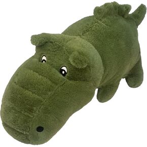 Petlou Durable Plush Dog and Cat Toys with Multi-Squeaks and Crinkle Paper .17-Inch Alligator Green