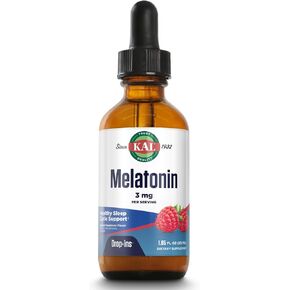KAL Melatonin DropIns 3mg, Healthy Sleep Aid Support, Liquid Melatonin Drops for Optimal Absorption & Calming Relaxation Support, Fast Acting, Natural Raspberry Flavor, Approx. 55 Servings, 1.85oz