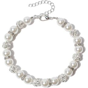 Cute Pet Pearl Diamond Collar Adjustable Cat and Dog Pet Necklace Jewelry
