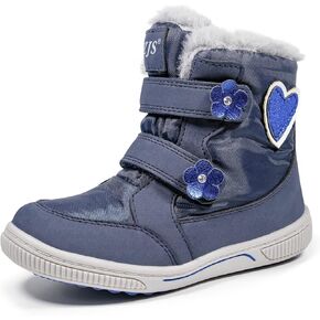 TZJS Girls Snow Boots,Lightweight Kids Warm Winter Ankle Booties Toddler Waterproof Slip Resistant Shoes For Outdoor with Faux Fur Lined