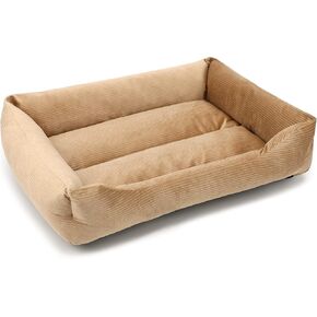 Rectangle Dog Bed Corduroy Cat Bed for Large Dog Breathable Soft Padding with Nonskid Bottom 25x19x16''