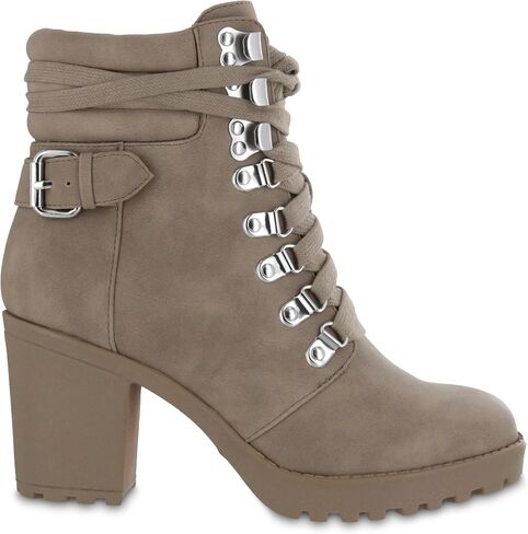 MIA Shoes Annamaria Womens Vegan Leather Combat Boots with Heel in Kuwait