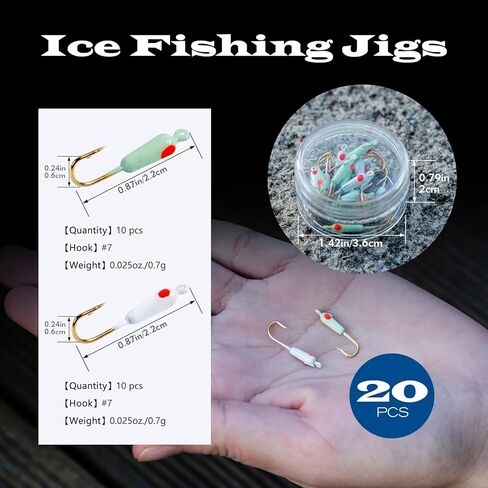 Goture Ice Fishing Jigs Kit Ice Fishing Lures,Ice Fishing Jigging Lures,Ice Jigs Ice Fishing Bait for Crappie Panfish Walleye Bluegill Pike Perch Ice Fishing Gear in Kuwait