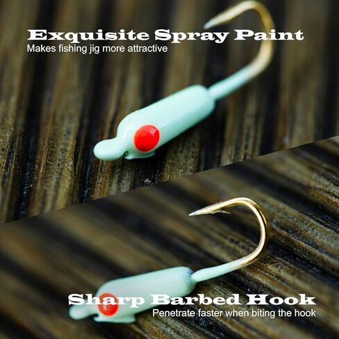 Goture Ice Fishing Jigs Kit Ice Fishing Lures,Ice Fishing Jigging Lures,Ice Jigs Ice Fishing Bait for Crappie Panfish Walleye Bluegill Pike Perch Ice Fishing Gear in Kuwait