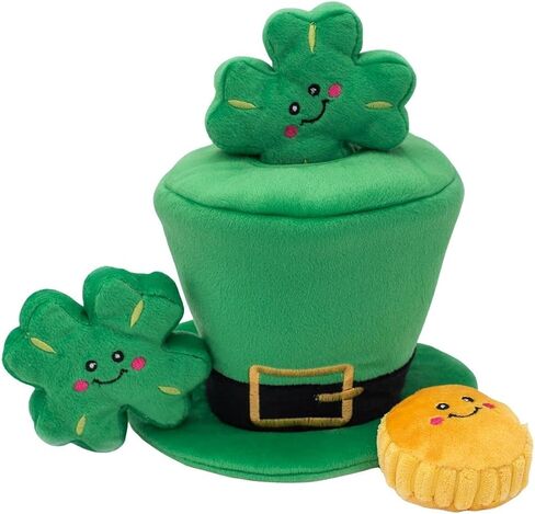 ZippyPaws Burrow, Clovers & Leprechaun Hat - Interactive Dog Toys for Boredom - Hide and Seek Dog Toys, Colorful Squeaky Dog Toys for Small & Medium Dogs, Plush Dog Puzzles in Saudi Arabia