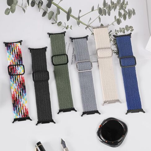 Elastic Braided Band for Samsung Galaxy Watch Ultra Bands 47mm Men/Women,Breathable Fabric Nylon Sport Loop Strap Adjustable Wristband for Samsung Galaxy Watch 7 ultra Band 47 mm in Saudi Arabia