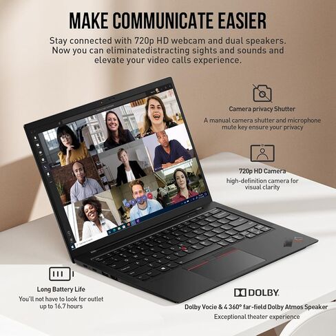 كمبيوتر محمول Lenovo Thinkpad X1 Carbon، كمبيوتر محمول للأعمال WUXGA مقاس 14 بوصة، كمبيوتر محمول Intel Core i7 رفيع وخفيف الوزن، ذاكرة وصول عشوائي 16 جيجابايت و1 تيرابايت SSD، Windows 11 Pro Office مدى الحياة، لوحة أرقام ذات 10 مفاتيح بإضاءة خلفية Thunder in Saudi Arabia
