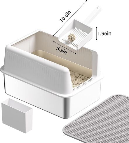 Stainless Steel Cat Litter Box with Lid,XL,19.7" L x 13.8" W x 11.8"H Deep,Large Metal Litter Box with High Side,for Small and Large Cats,Anti-Leakage Non-Sticky Easy Cleaning Include Litter Scoop in Saudi Arabia