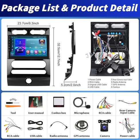 2+64G Android 13 Car Stereo for Ford Expedition 2006-2017 with Wireless CarPlay Android Auto, 9" Touchscreen in Dash GPS Radio with WiFi Mirror Link Bluetooth FM RDS EQ SWC Backup Camera in Kuwait