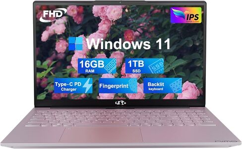 NIMO 15.6 FHD Student Laptop, 16GB RAM, 1TB SSD, Intel Pentium Quad-Core N100(Beat to i3-1115G4, Up to 3.4GHz), 2 Years Warranty, Type-C 65W Adapter, Backlit Keyboard, Fingerprint, Win 11, Rose Gold in Saudi Arabia