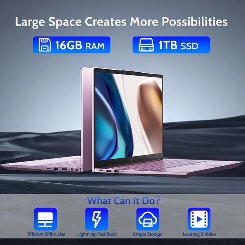NIMO 15.6 FHD Student Laptop, 16GB RAM, 1TB SSD, Intel Pentium Quad-Core N100(Beat to i3-1115G4, Up to 3.4GHz), 2 Years Warranty, Type-C 65W Adapter, Backlit Keyboard, Fingerprint, Win 11, Rose Gold in Saudi Arabia