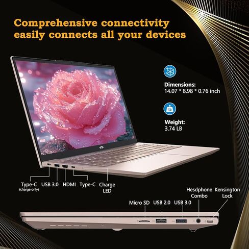 NIMO 15.6 FHD Student Laptop, 16GB RAM, 1TB SSD, Intel Pentium Quad-Core N100(Beat to i3-1115G4, Up to 3.4GHz), 2 Years Warranty, Type-C 65W Adapter, Backlit Keyboard, Fingerprint, Win 11, Rose Gold in Saudi Arabia