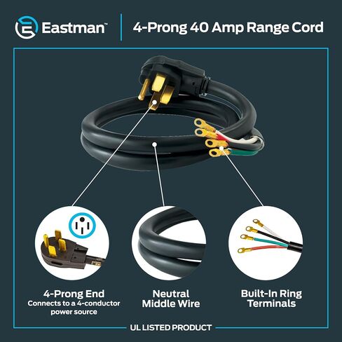Eastman 5 Feet Electric Range Cord, 40 Amps 4-Prong Wire, 61272 in Kuwait