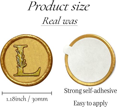25Pcs Wax Seal Stickers Handmade Vintage Botanical Leaves Adhesive Letter Wax Stickers for Wedding Party Invitations, Envelope, Gift Wrap, Christmas(Initial W, Gold) in Kuwait