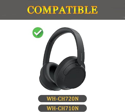 Replacement Earpads for Sony WH-CH720N Headphones,Compatibel WH-CH720N,WH-CH710N Replacement Ear Pads,Upgraded Ear Covers with Soft Protein Leather,Optimized Noise Isolation Memory Foam(Black) in Kuwait