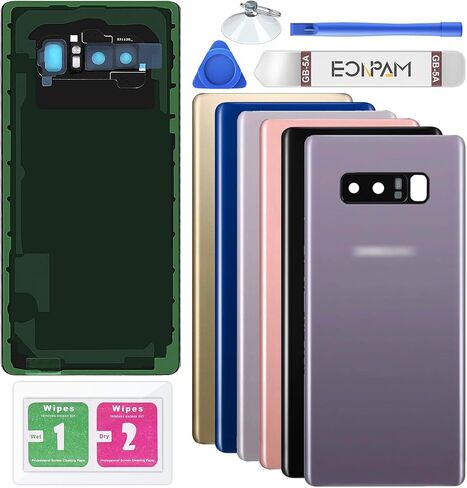 Back Cover Glass for Samsung Galaxy Note 8 SM-N950 Rear Housing Replacement with Camera Lens + Repair Tool Kit Genuine Rear Glass (Black) in Saudi Arabia