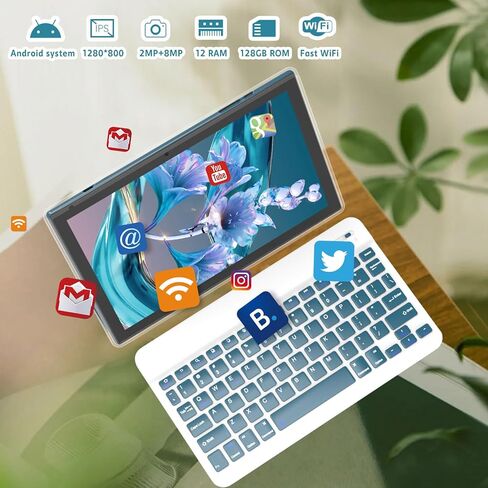 2 in 1 tablet, Android 13 tablets 10 inch, tablet with keyboard mouse foldable protective cover screen protective film Stylus Pen 12GB+128GB/1TB Expand 5G WiFi BT 5.0 WiFi6 Dual camera 6000 mah Tab in Saudi Arabia