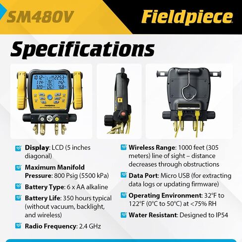 Fieldpiece SM380V SMAN manifolds, Black in Kuwait