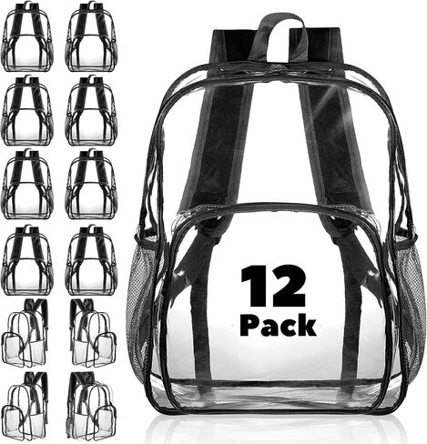 48 Pcs Clear Backpack Heavy Duty Clear Bookbags Clear Backpack Stadium Approved 16 Transparent See Through Backpacks for Stadium, Concert, Sports, Work, School, Security in Kuwait