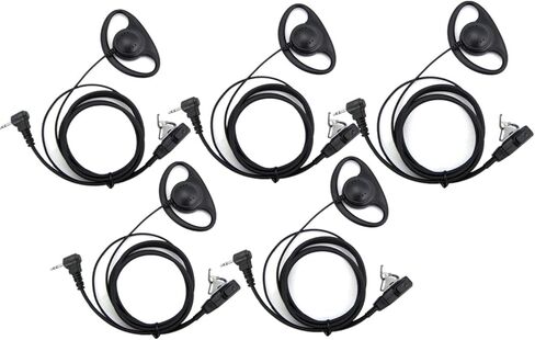 Lsgoodcare 1 Pin D Shape Earhook سماعة أذن PTT Mic متوافقة مع Motorola Talkabout 2 Way Radio EM1000 EM100R MH230R MR350R XTL446 جهاز اتصال لاسلكي، حزمة من 5 in Kuwait