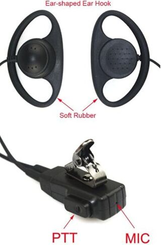 Lsgoodcare 1 Pin D Shape Earhook سماعة أذن PTT Mic متوافقة مع Motorola Talkabout 2 Way Radio EM1000 EM100R MH230R MR350R XTL446 جهاز اتصال لاسلكي، حزمة من 5 in Kuwait
