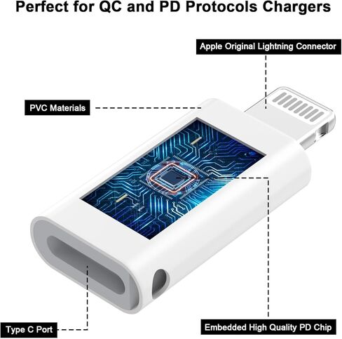 [Apple MFi Certified] iPhone OTG Adapter, USB Type C Female to Lightning Male Charger Data Sync Dongle Type C Camera Card Reader Flash Drive Keyboard Mouse U Disk Converter for iPhone 14 13 12 11 XS in Kuwait