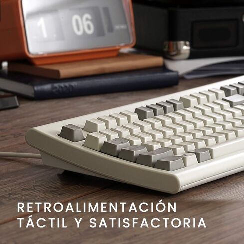Perixx PERIBOARD-106M ES, Teclado USB Eficiente Full Size, Teclas Ergonómicas Curveadas, Estilo Retro Clásico, Color Gris Blanco, QWERTY Español… in Kuwait