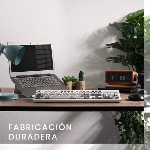 Perixx PERIBOARD-106M ES, Teclado USB Eficiente Full Size, Teclas Ergonómicas Curveadas, Estilo Retro Clásico, Color Gris Blanco, QWERTY Español… in Kuwait