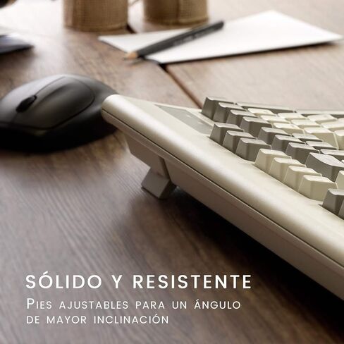 Perixx PERIBOARD-106M ES, Teclado USB Eficiente Full Size, Teclas Ergonómicas Curveadas, Estilo Retro Clásico, Color Gris Blanco, QWERTY Español… in Kuwait