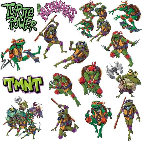 مجموعة متنوعة من الملصقات الفاخرة الكبيرة من الفينيل من Tales of The Teenage Mutant Ninja Turtles 50 قطعة - كمبيوتر محمول، زجاجة مياه، سجل القصاصات، الكمبيوتر اللوحي، لوح التزلج، داخلي/خارجي in Saudi Arabia