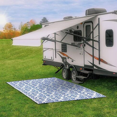 Camco 42841 Swirl Awning Leisure Mat-Blue 8' X 16' in Saudi Arabia