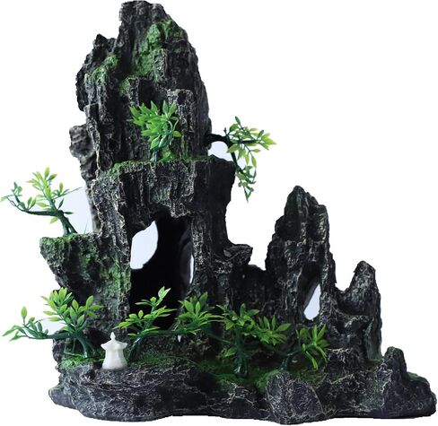 صخور حوض السمك Aquascaping، منظر للجبال زخارف حجرية من الراتنج Betta Rock Aquascaping، زخارف كهف الصخور الحجرية، كهف مخبأ لخزان الأسماك مع نباتات صغيرة، مخبأ السلطعون الناسك in Saudi Arabia