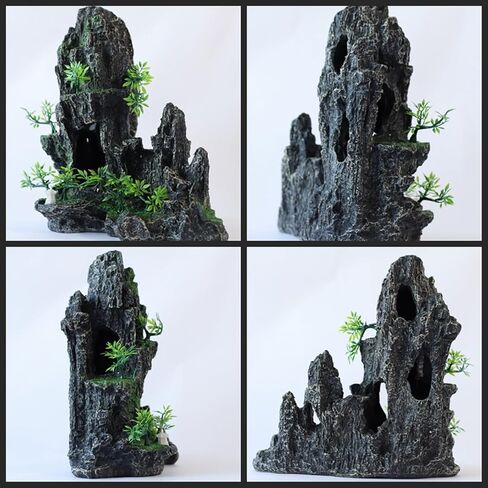 صخور حوض السمك Aquascaping، منظر للجبال زخارف حجرية من الراتنج Betta Rock Aquascaping، زخارف كهف الصخور الحجرية، كهف مخبأ لخزان الأسماك مع نباتات صغيرة، مخبأ السلطعون الناسك in Saudi Arabia