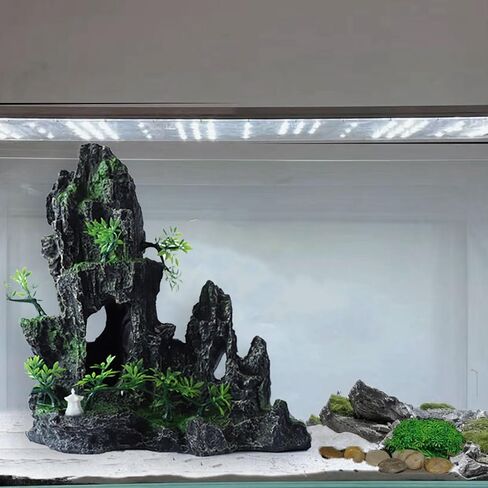 صخور حوض السمك Aquascaping، منظر للجبال زخارف حجرية من الراتنج Betta Rock Aquascaping، زخارف كهف الصخور الحجرية، كهف مخبأ لخزان الأسماك مع نباتات صغيرة، مخبأ السلطعون الناسك in Saudi Arabia