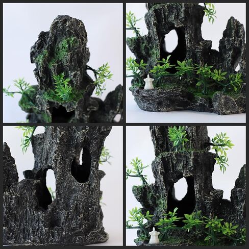 صخور حوض السمك Aquascaping، منظر للجبال زخارف حجرية من الراتنج Betta Rock Aquascaping، زخارف كهف الصخور الحجرية، كهف مخبأ لخزان الأسماك مع نباتات صغيرة، مخبأ السلطعون الناسك in Saudi Arabia